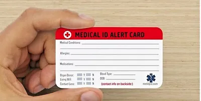 3PK-Emergency Medical ID Wallet Card For Medical Alert ID Bracelet+Luggage Tags. • $3.99