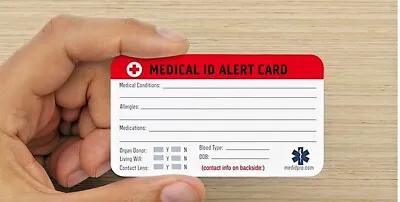 Travel Medical Card For Medical Alert ID Bracelet+Luggage Tags.( 5-pack) • $4.49