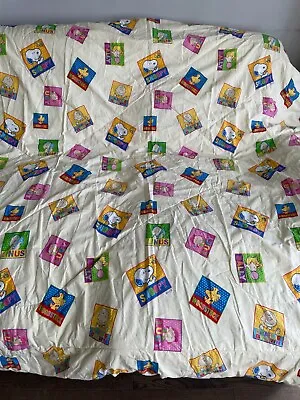 VTG Peanuts Snoopy Friends Comforter Charlie Linus Cartoon 80 90s Duvet Blanket • $149