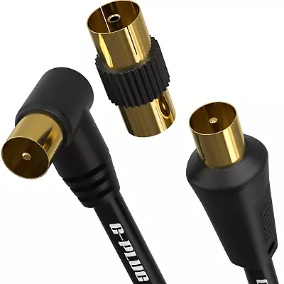 £10.99 • Buy Coaxial TV Aerial Cable Coax Right Angled Extension Lead Male To Male Antenna RF