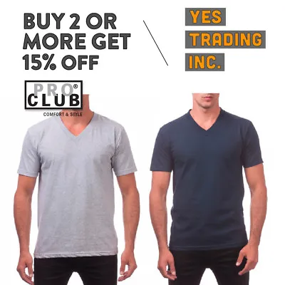 Proclub Pro Club Mens Causl V Neck T Shirt Short Sleeve Shirts Heavyweight Tee • $9.95