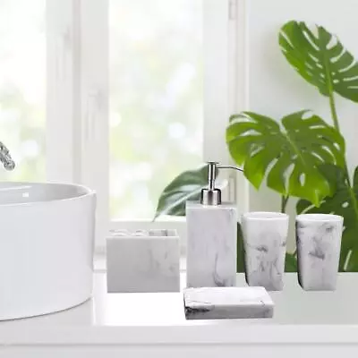 5pack Bath Bathroom Accessories Set Marble Resin Toothbrush Holder Soap Dish • $90.63