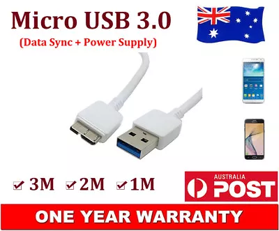 Micro USB3.0 Data Sync Charge Cable Cord For Samsung Galaxy Note3 S5 SM-G900I AU • $10.99