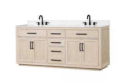 80  Milk Oak Bathroom Vanity Cabinet Set W/Double SinkSolid Wood • $2500