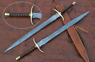 Custom & Handmade Damascus Steel Viking Sword With Rose Wood Handle • $150