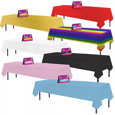 Plastic Rectangular Table Cloth Covers | Wipe Clean Party Tablecloths Disposable • £5.99