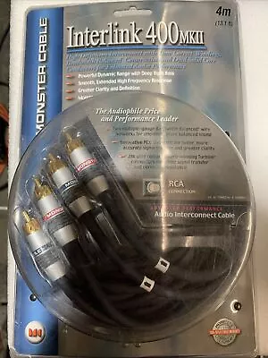 Monster Cable Interlink 400 MKII Audio Interconnect Cables RCA Connection 4m • $40