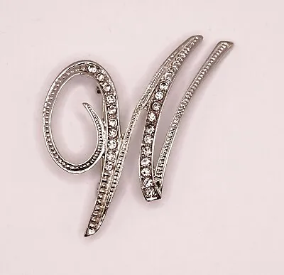 £4.80 • Buy Diamante Silver Initial Letter W Fashion Brooch Pin Brand New FREE P&P