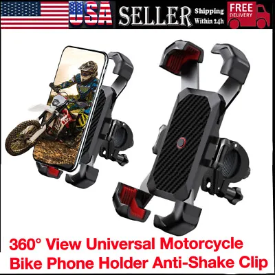 360° Motorcycle Bike Phone Holder Mount Auto Lock 100mph Military Anti-Shake • $14.98