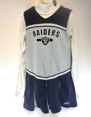 $31.99 • Buy Youth Girls Kids Reebok Raiders NFL Football 2 Piece Cheerleader Cheer Outfit 