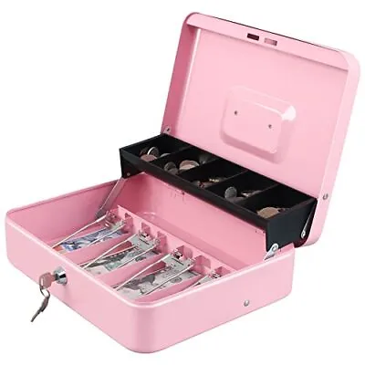 Cash Box With Money Tray And Key LockTiered Cantilever DesignPink 11.8x9.5 • $33.54