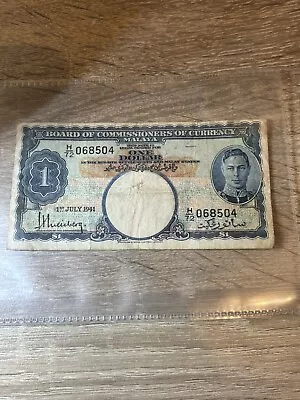 Malaya George VI One Dollar Note 1941 Scarce • £18