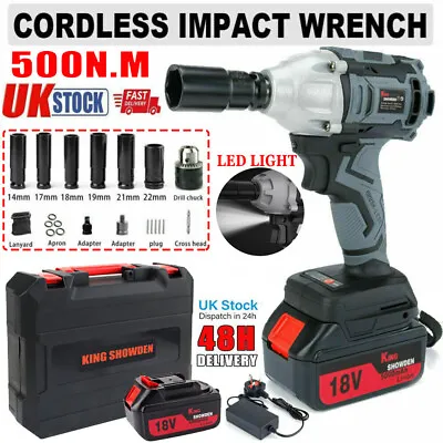£60.99 • Buy Cordless Impact Wrench 1/2  500Nm Impact Driver Ratchet Rattle Nut Gun W/Battery