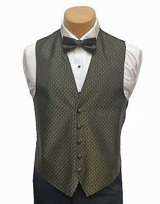 Men's After Six Olive Green Tuxedo Vest & Tie Free Shipping Big & Tall Sizes • $11.66