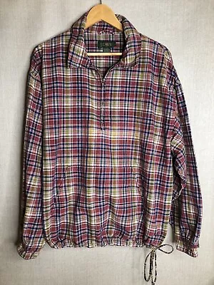 J. Crew Madras Plaid Cotton Zip Front Jacket. Size L. Pockets. Draw String Waist • $37