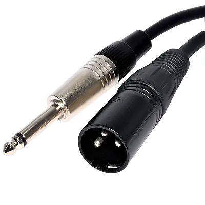 3 Pin XLR Male Plug To 6.35mm 1/4  TS Mono Jack Cable Lead Plug Microphone OFC • £5.99