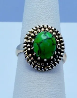 Sterling Silver Nice Malachite Stone Ring  6.75 #fmr704 • $23.56