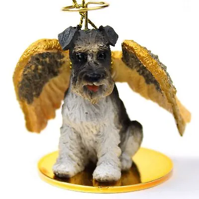 Schnauzer Ornament Angel Figurine Hand Painted Gray Uncropped • $17.49