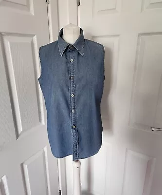 Calvin Klein Chambray Denim Shirt Size Large Womens Vintage 90s Y2k  • £15.95