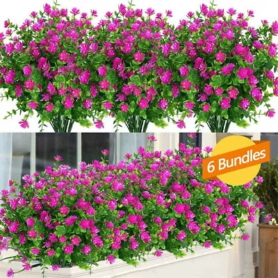 6X Artificial Plants Fake Flowers In/Outdoor For Garden Porch Window Box Plants • £7.99