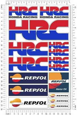 HRC Repsol Honda Racing Motorcycle Decals Laminated 16 Stickers Set CBR RR  • £8.36