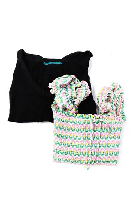 $41.99 • Buy Velvet By Graham & Spencer Zara Womens Crop Top Shirt Black White Large Lot 2