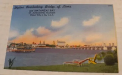 $1.79 • Buy St. Augustine FL Postcard Skyline View W/ Bridge Of Lions Matanzas Bay Linen