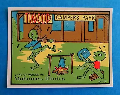 Vintage Original 1951  Tincup Camper's Park  Travel Decal Art Mahomet Illinois • $26.05