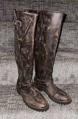 NWOB FREEBIRD BATTLE BOOTS Sz 9 Wmn Distressed Leather Back Zip Biker Steampunk • $199