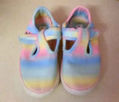 TU Girls Pastel Rainbow Canvas Pump Shoes - Size 8 (junior) • £0.99