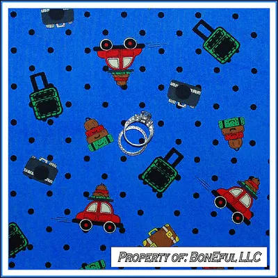 BonEful Fabric Cotton Quilt Blue Red Car Black Dot Travel Luggage Camera 1 SCRAP • $0.39