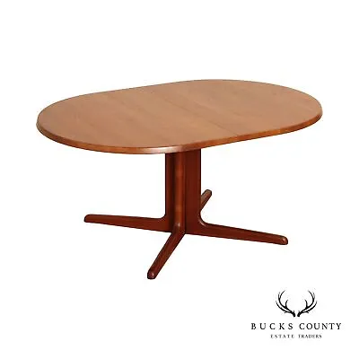 Danish Modern Style Solid Teak Oval Extension Dining Table • $1495