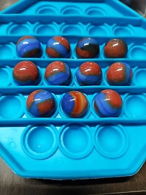 11 Jabo Classic Marbles Collector  Red Base Blue Ring Lot HTF  KEEPERS  5/8 • $10.99