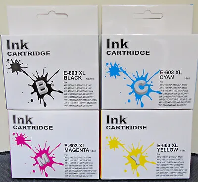 Compatible Epson 603XL Set Of 4 Inks XP-3105 WF-2830DWF Blk 18.2ml Clrs 14ml • £8.99