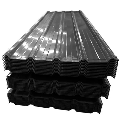 12 X Black Metal Cladding Roofing Galvanized Corrugated Roof Sheets With Screws • £58.95