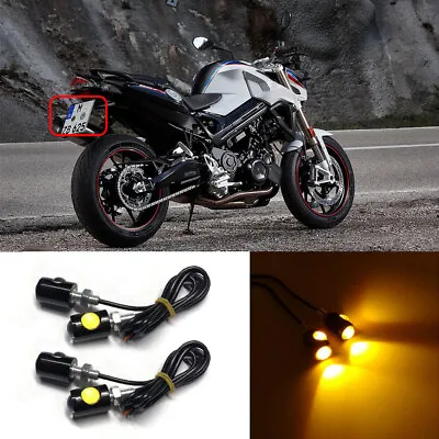 4X Universal Mini Motorcycle LED Turn Signals Indicator Amber Blinker Light Lamp • $9.99