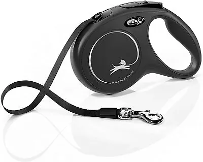 Flexi Classic Leash Dog Walking Lead Black 5m Tape For Medium Dogs Up To 25kg • £12.90