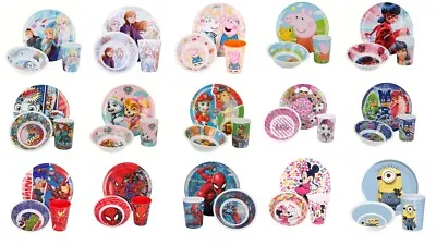 Kids Character BPA Free Melamine 3pcs Dinner Set Plate Bowl & Cup • £13.99