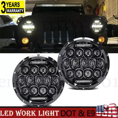 For Military Humvee Headlights LED M998 Pair Head Light  High-Low 75W 7  Round • $59.99