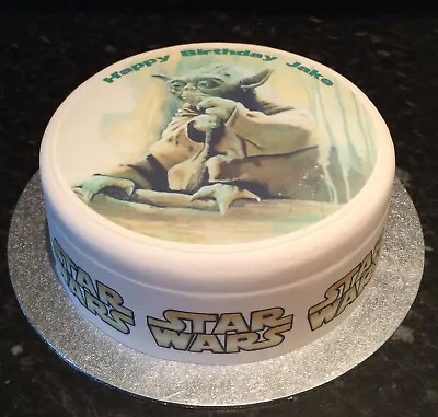 Star Wars Pre-cut Edible Icing Cake Topper Or Ribbon 02 - Yoda • £5.45