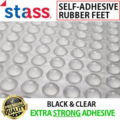 £5.99 • Buy RUBBER FEET Self Adhesive Clear & Black Bumper Stops, Door Buffer Rubber Pads