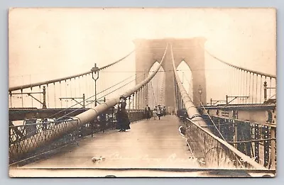 C1957 RPPC Brooklyn Bridge People Walking Pedestrians Real Photo P751 • $15.99