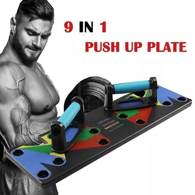 9 In 1 Push Up Board With Instruction Print Body Building Fitness Exercise Tools • £47.41