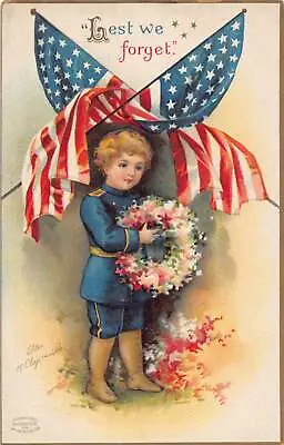 J79/ Patriotic Postcard C1910 Memorial Day Ellen Clapsaddle Boy  401 • $9.20