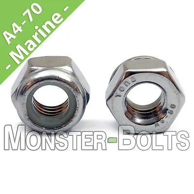 Marine Grade Stainless Steel Nylon Insert Hex Locknut A4 316 M4 M5 M6 M8 DIN 985 • $4.82