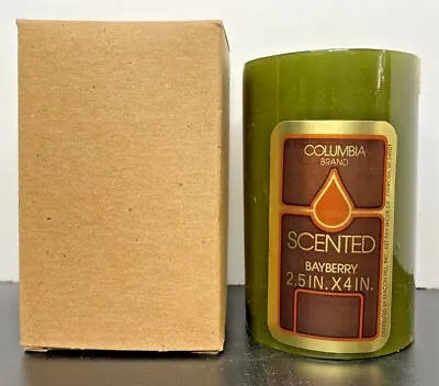 Vintage Columbia Brand Wax Candle Pillar Candle 4”x2.5” USA Green Bayberry New • $25.99