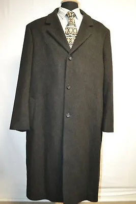 John W Nordstrom Men's Loro Piana Wool Black Overcoat Sz 48R • $127.50