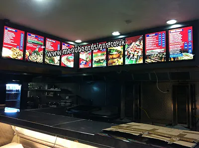 A2 (650x470mm) LED Menu Board For Takeaways & Restaurants With Design & Graphics • £210