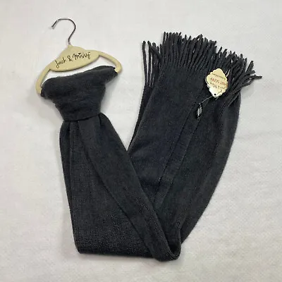 £15.90 • Buy Jack & Missy Womens Rectangle Scarf One Size Gray Soft Tight Knit Fringe New