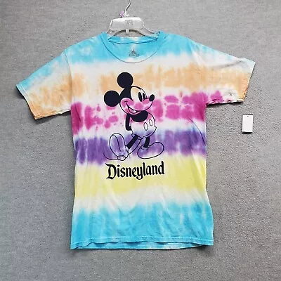 Disney Women Top XL Blue Tie Dye T-Shirt Disneyland Mickey Mouse Crew Neck NWT • $17.96